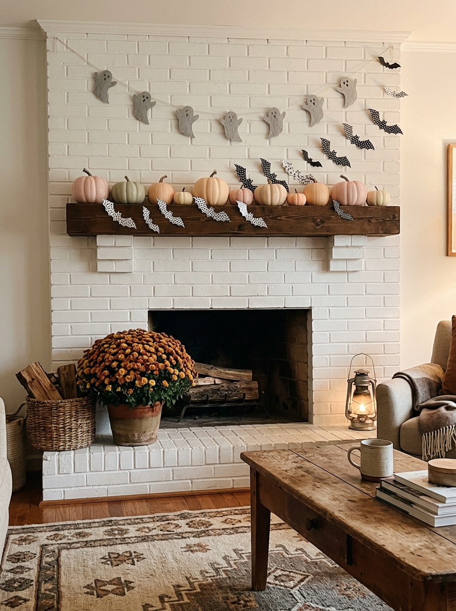 Pumpkin Parade - halloween mantel ideas