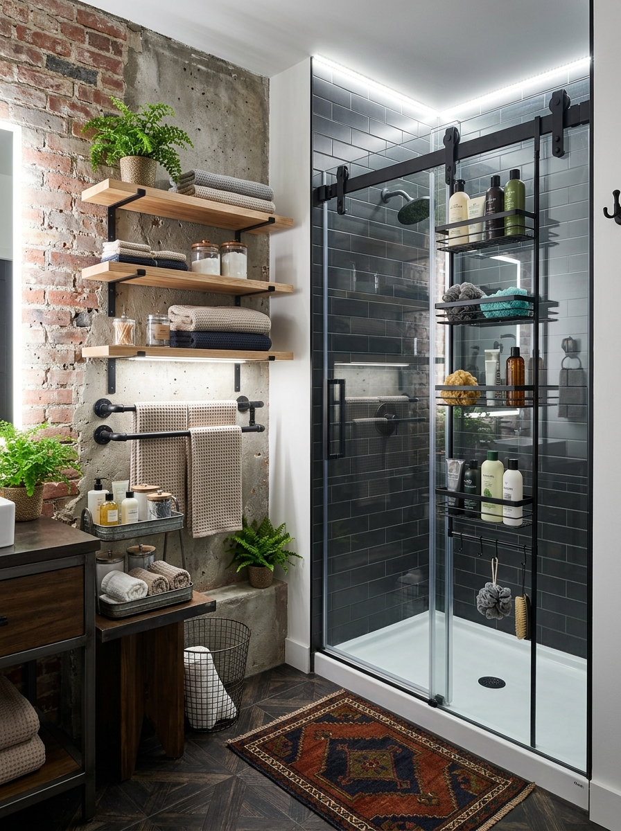 Sliding Shower Door Storage