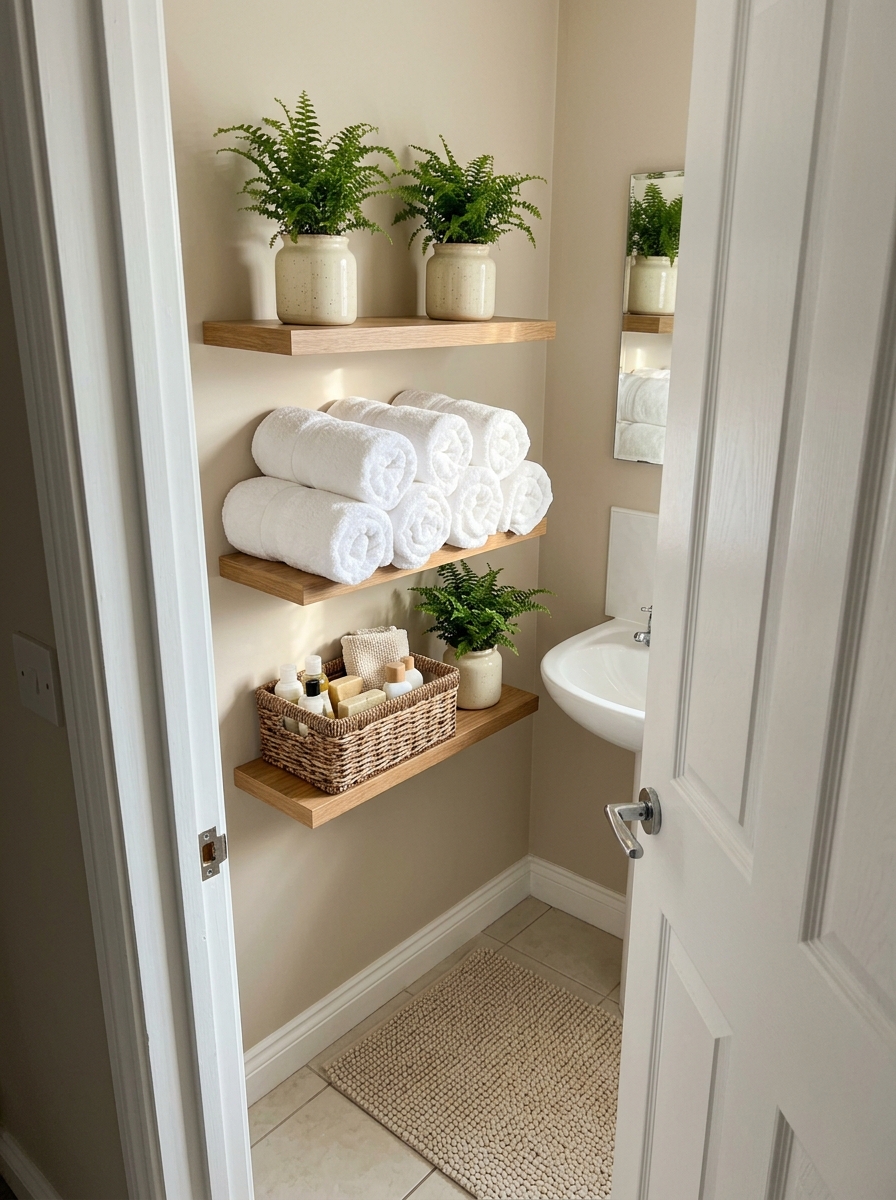 Floating Shelves for Vertical Space - small bathroom ideas