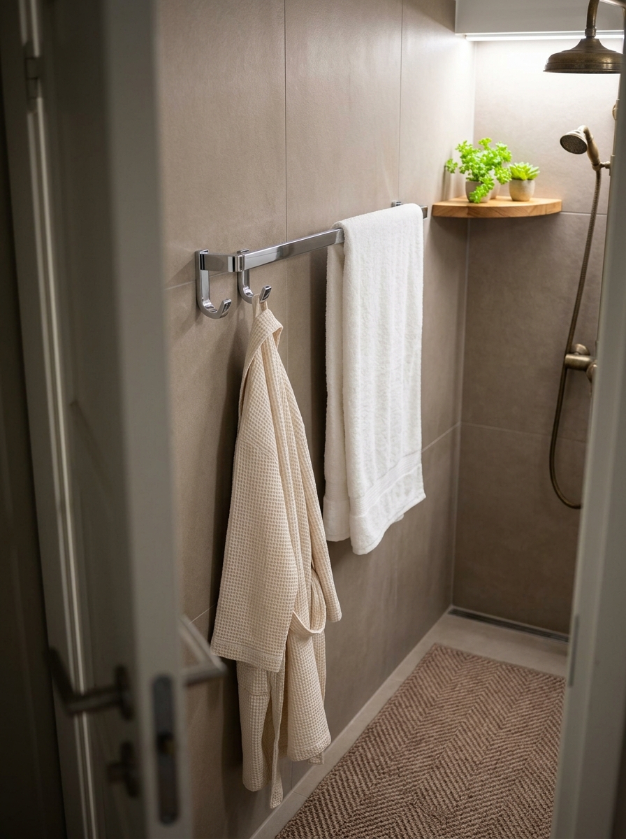 Towel Bars with Fold-Out Hooks