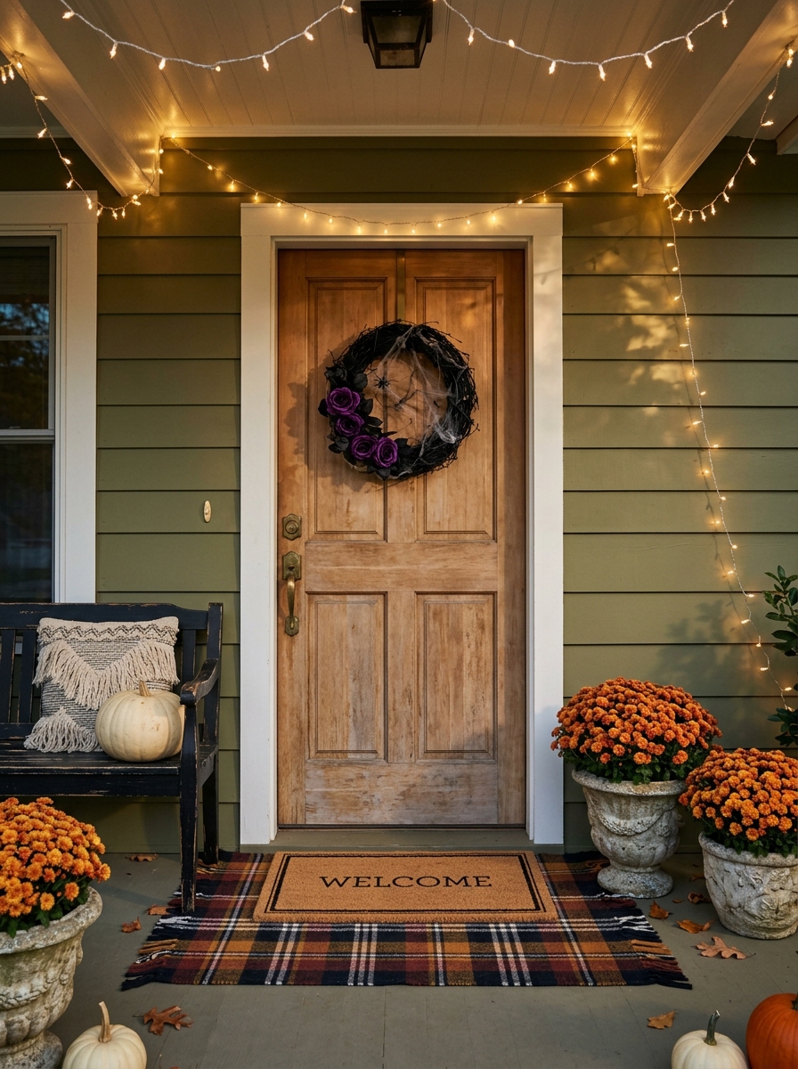 Welcome with a Wreath - halloween porch ideas