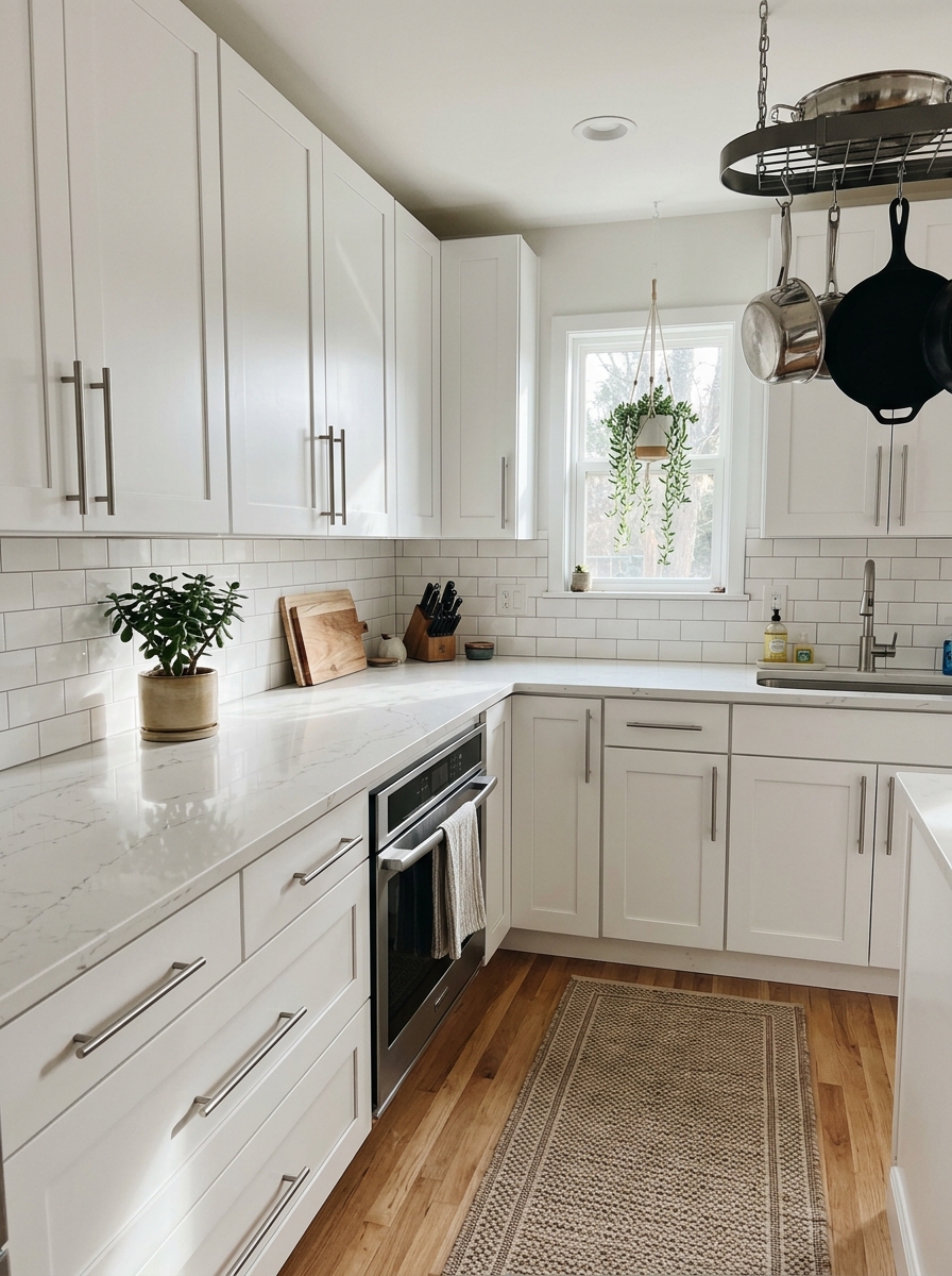 Bright Whites and Sleek Surfaces - small kitchen ideas