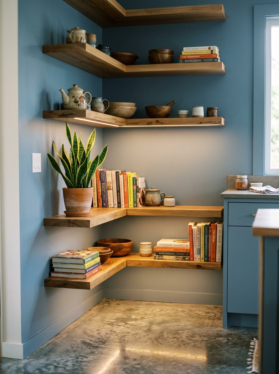 Tiered Corner Shelves