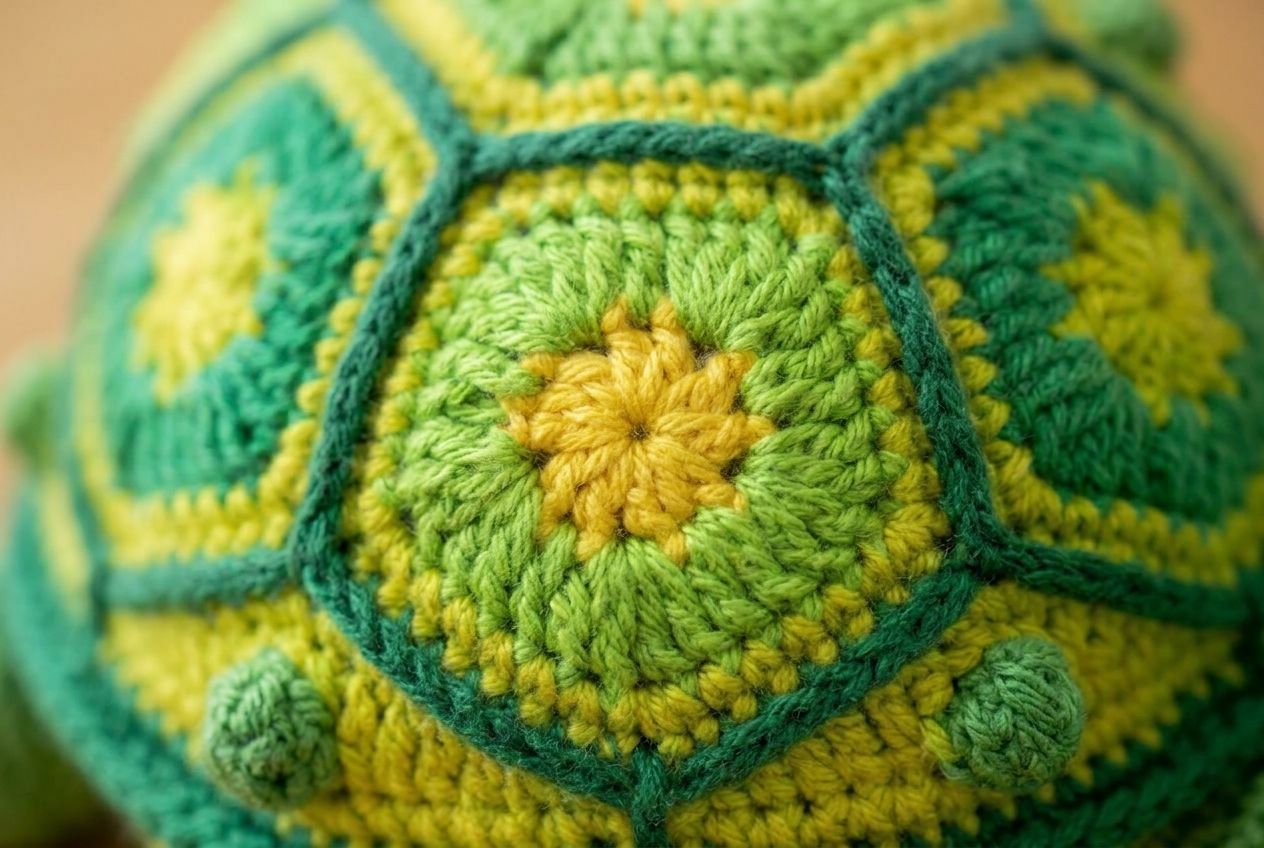 Crochet turtle texture macro