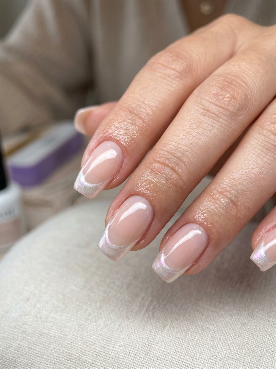 Pearlized Ghostly Chrome Smile Lines - spooky black cat ghost nail art
