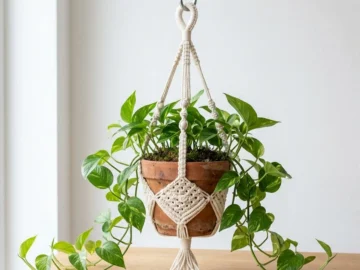 boho chic macrame style crochet plant hanger free pattern
