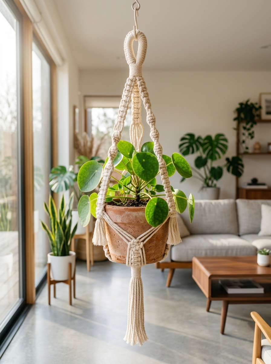 Lifestyle shot of the plant hanger in use