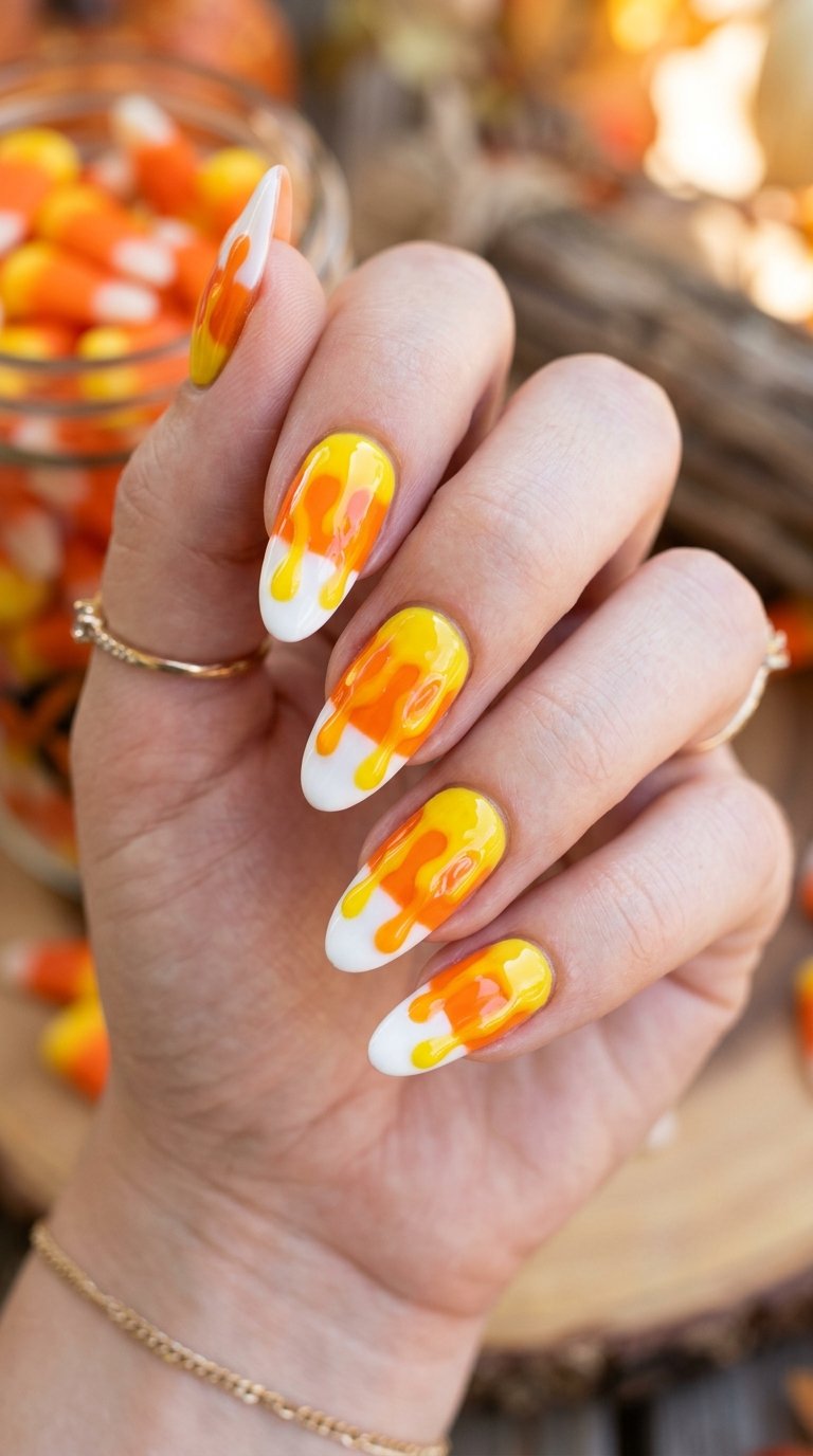 Glossy Candy Corn Drips