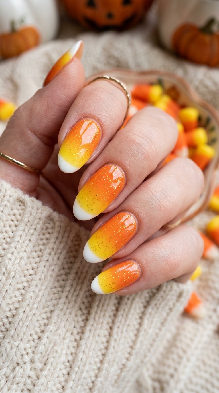 Candy Corn Delight - candy corn nails