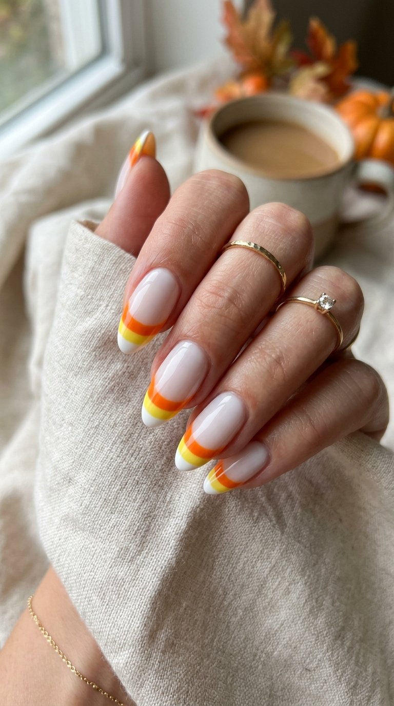Chic Candy Corn French Tips