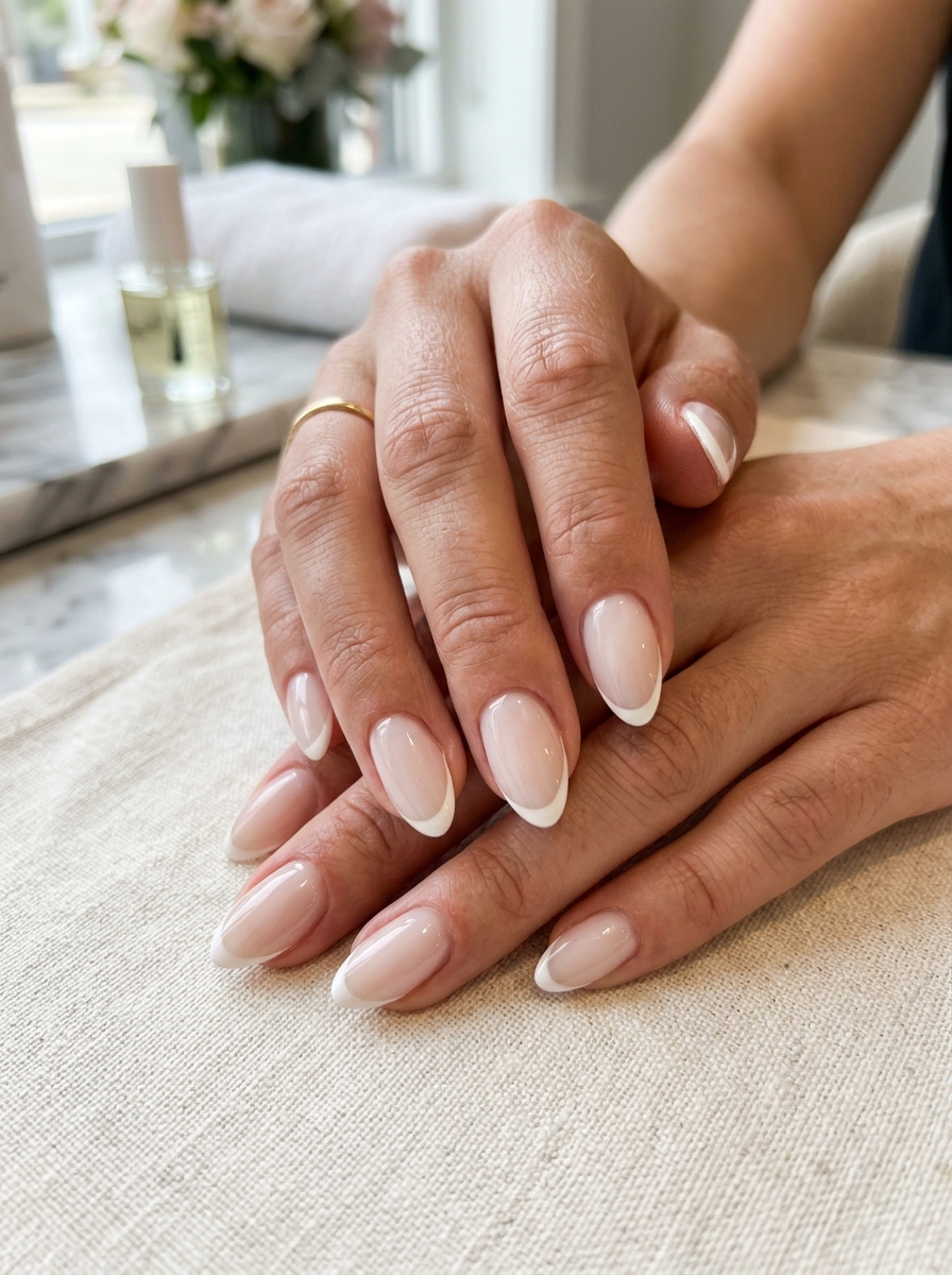 Sheer Milky Micro French - modern classy french tip nails design