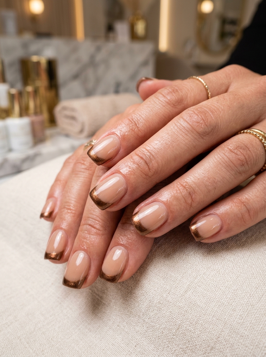 Antique Bronze French - modern classy french tip nails design