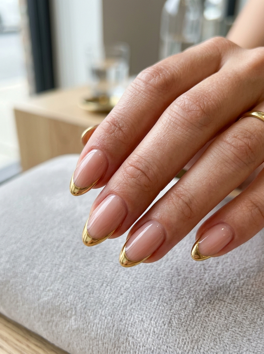 Liquid Gold Cuticle Rim - modern classy french tip nails design