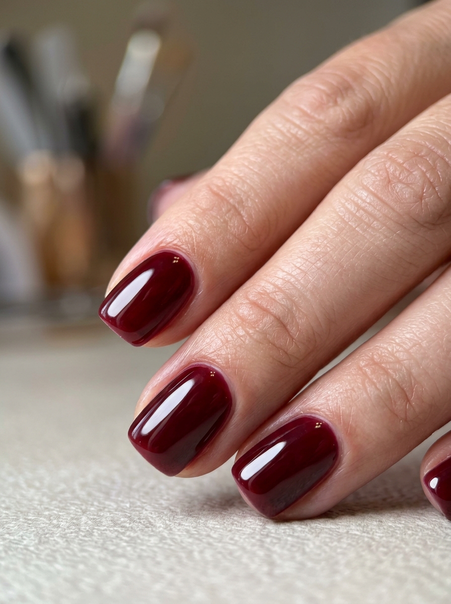 Glossy Black Cherry Syrup Jelly - classy red cherry mocha nails design