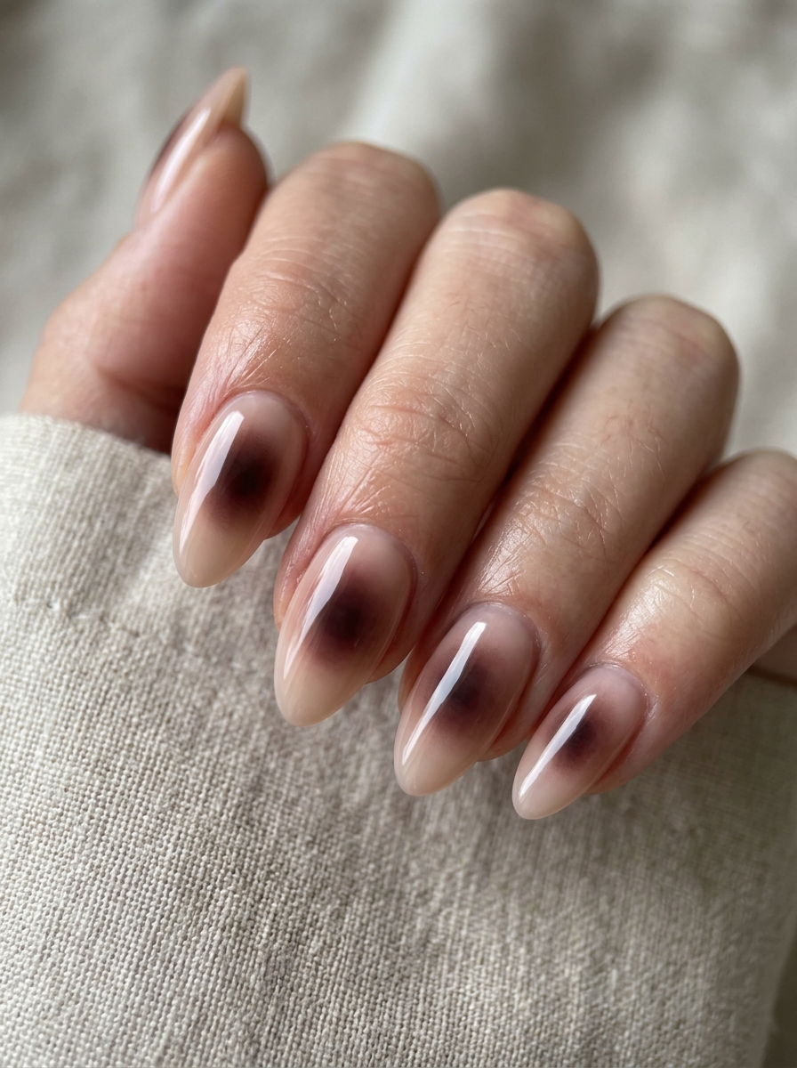 Black Cherry Aura Fade - classy red cherry mocha nails design