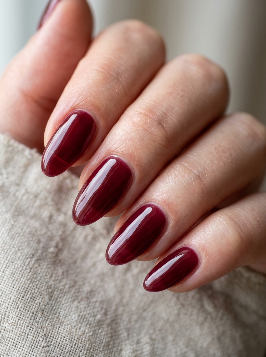 Translucent Cabernet Syrup Jelly - classy red cherry mocha nails design