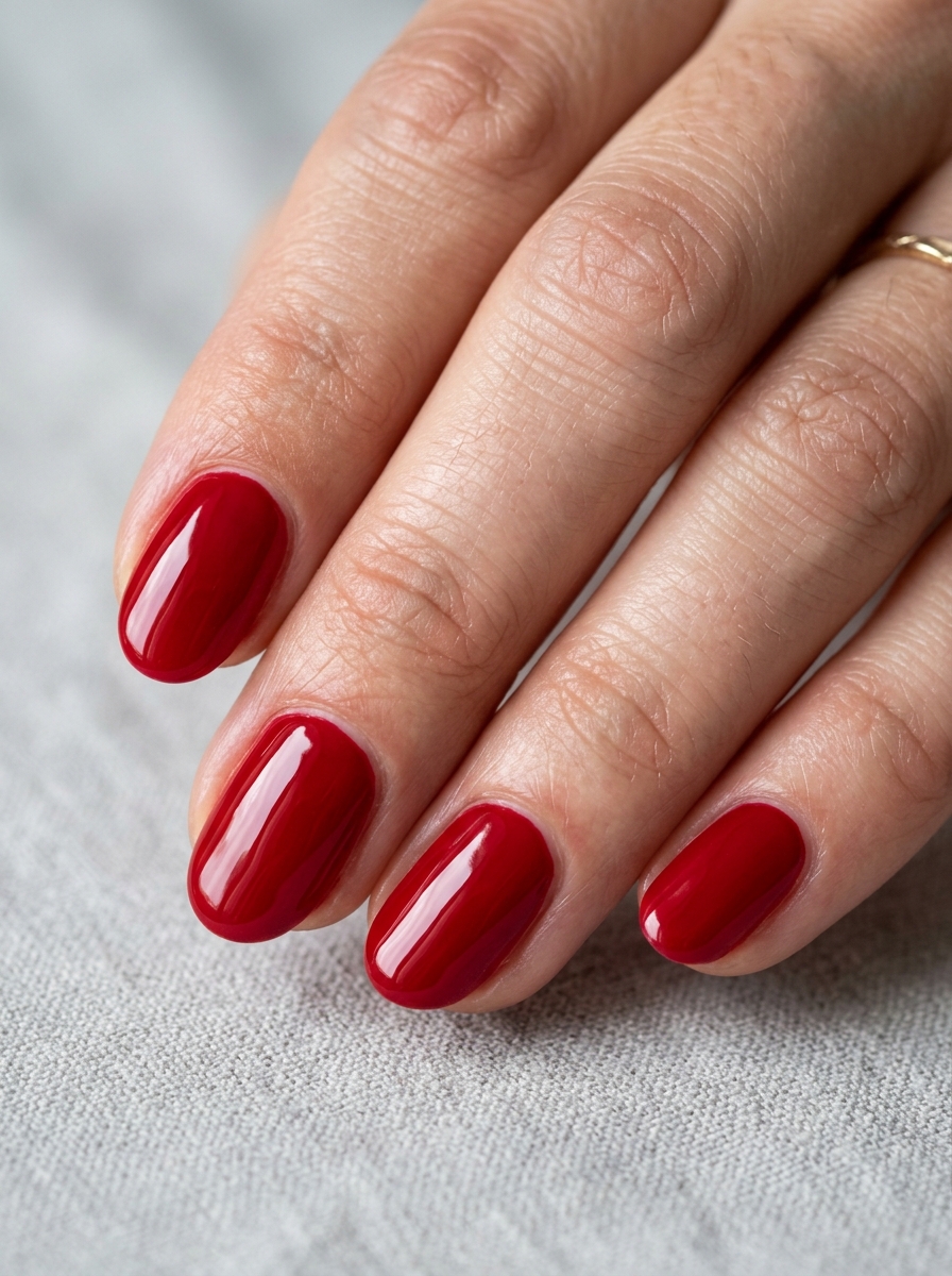Deep Scarlet Silk Gloss - classy red cherry mocha nails design