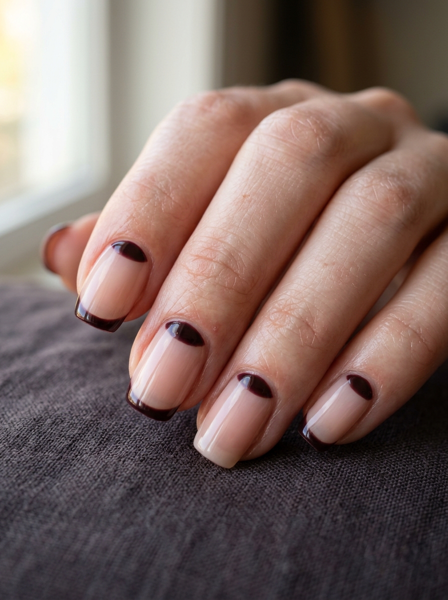 Inverted Cherry Cuticle Cuff - classy red cherry mocha nails design
