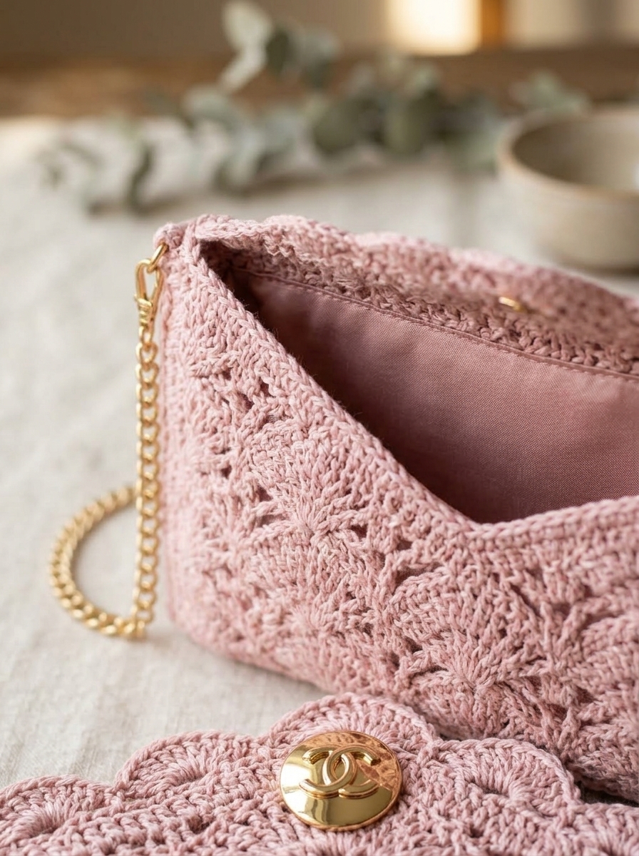 Detail shot showing the envelope fold of the clutch