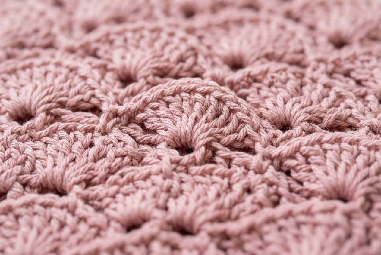 Macro closeup of fantail crochet stitch