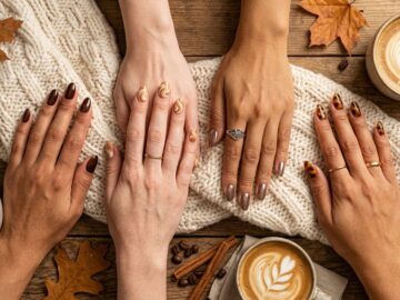 cozy brown nails mocha latte fall