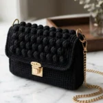 crochet clutch purse with bobble stitch flap free pattern
