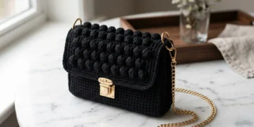 crochet clutch purse with bobble stitch flap free pattern