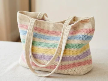 crochet pastel market tote bag free pattern