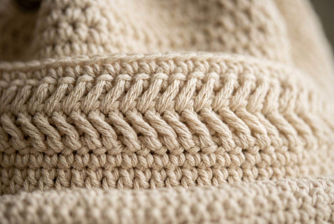 Macro texture closeup of the crochet stitches