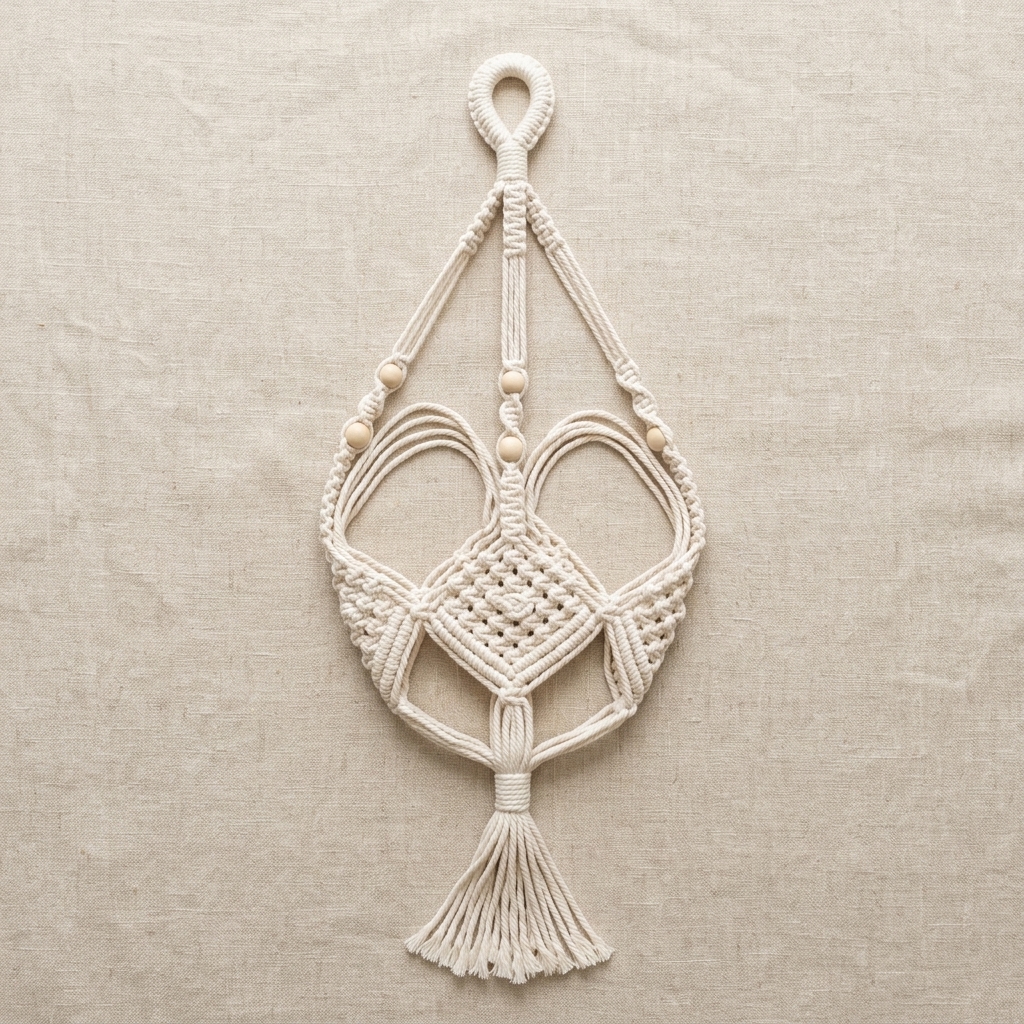 Crochet plant hanger flat lay