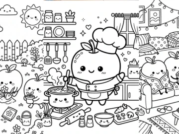 Cute apple coloring pages for kids