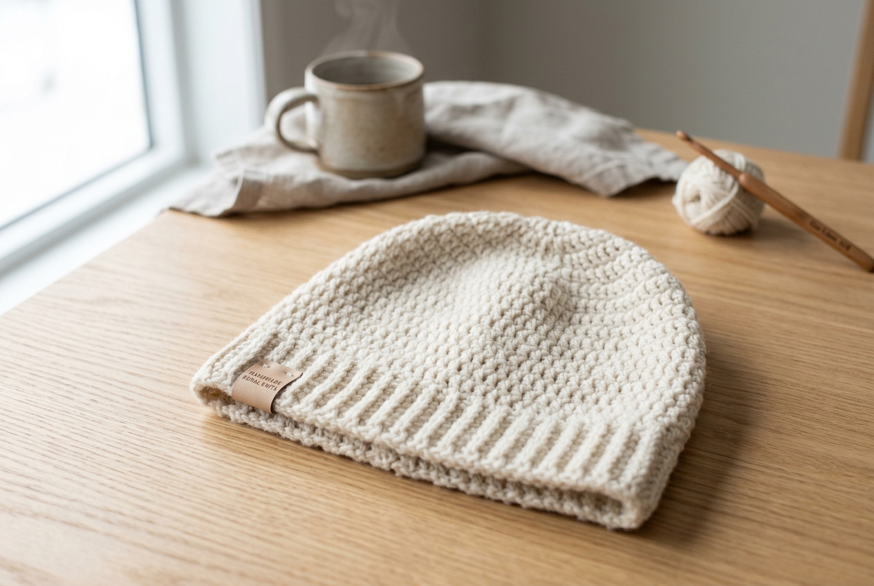 Simple Double Crochet Beanie in charcoal grey