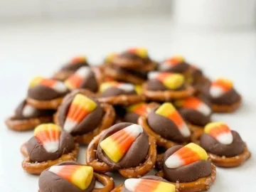 easy candy corn pretzel bites
