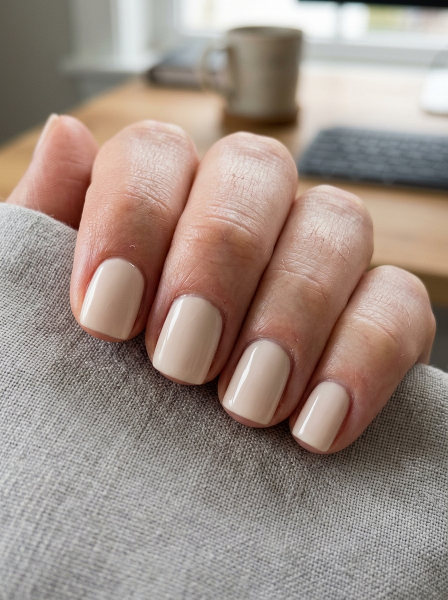 Soft Oat Milk Bisque - elegant nude nails manicure design
