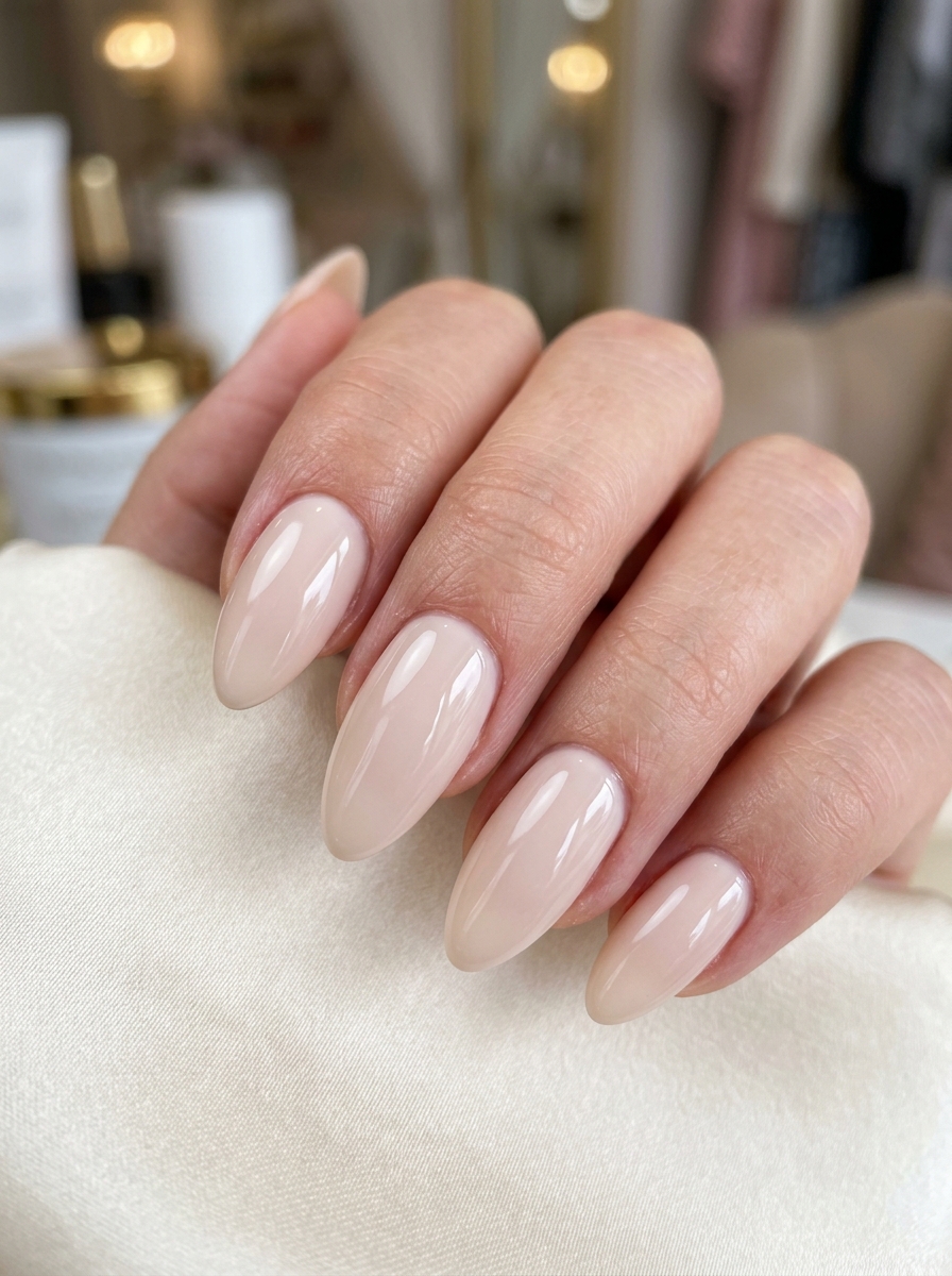 Porcelain Ivory Nude Enamel - elegant nude nails manicure design