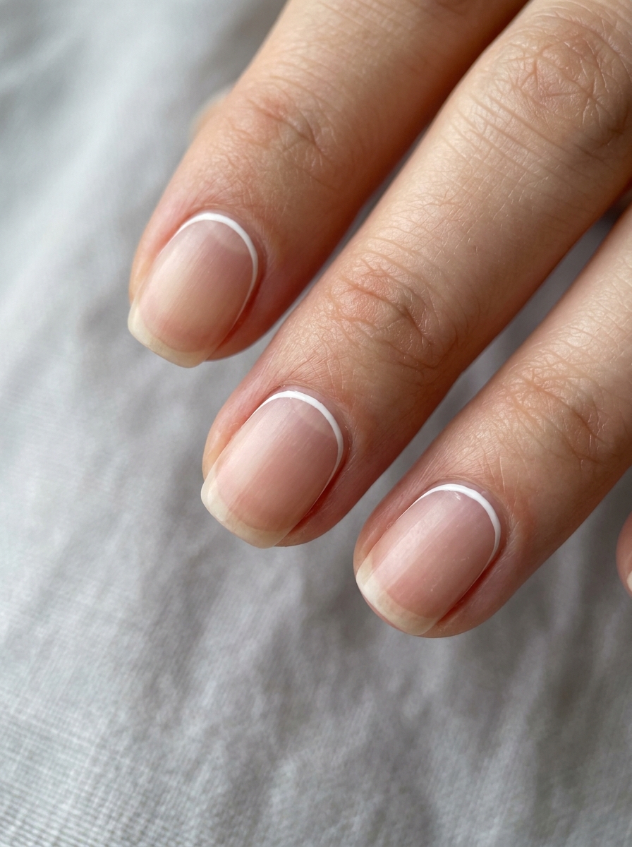 Whisper-Thin White Sidewall Arc Nude - elegant nude nails manicure design