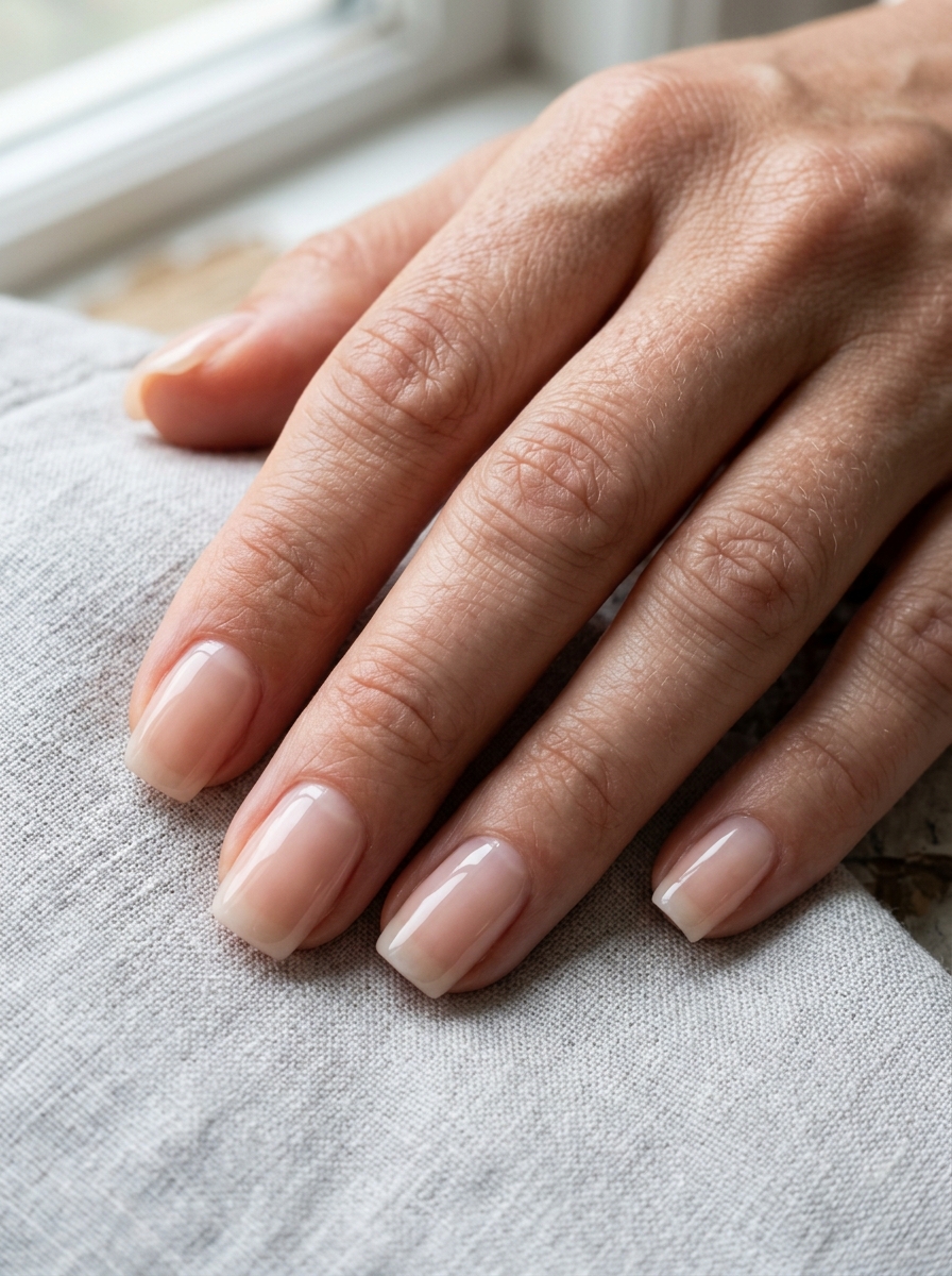 Minimalist Clean Girl Buff Nude - elegant nude nails manicure design