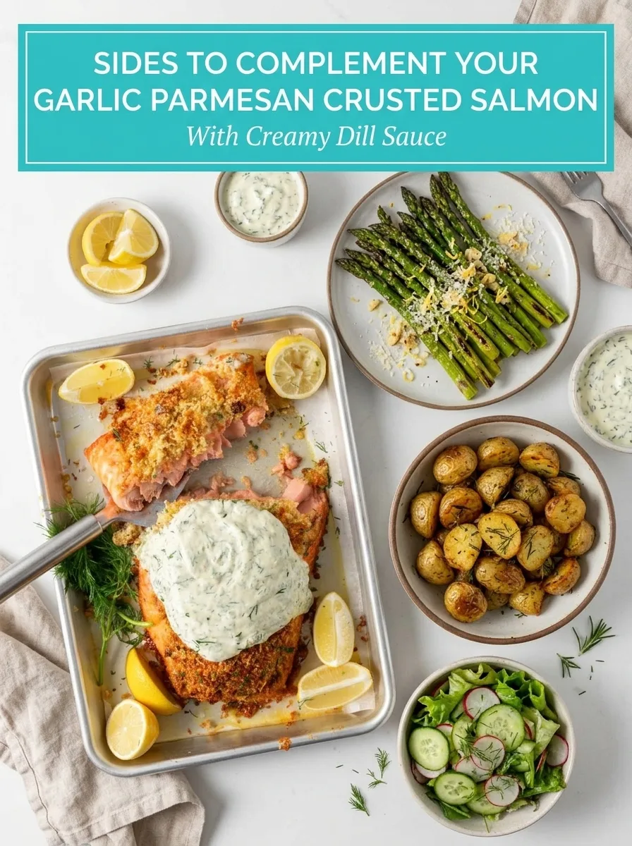 Garlic Parmesan Crusted Salmon with Creamy Dill Sauce