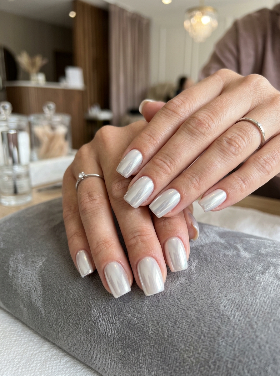Coconut Milk Chrome - glazed donut chrome nails design