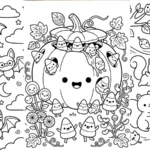 kawaii halloween coloring pages