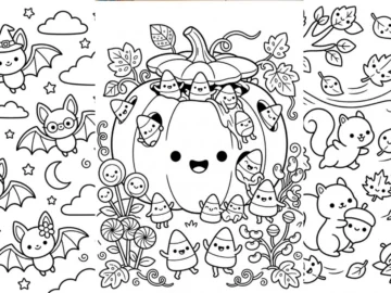 kawaii halloween coloring pages