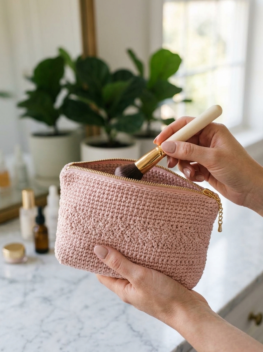 Detailed angle of crochet bag