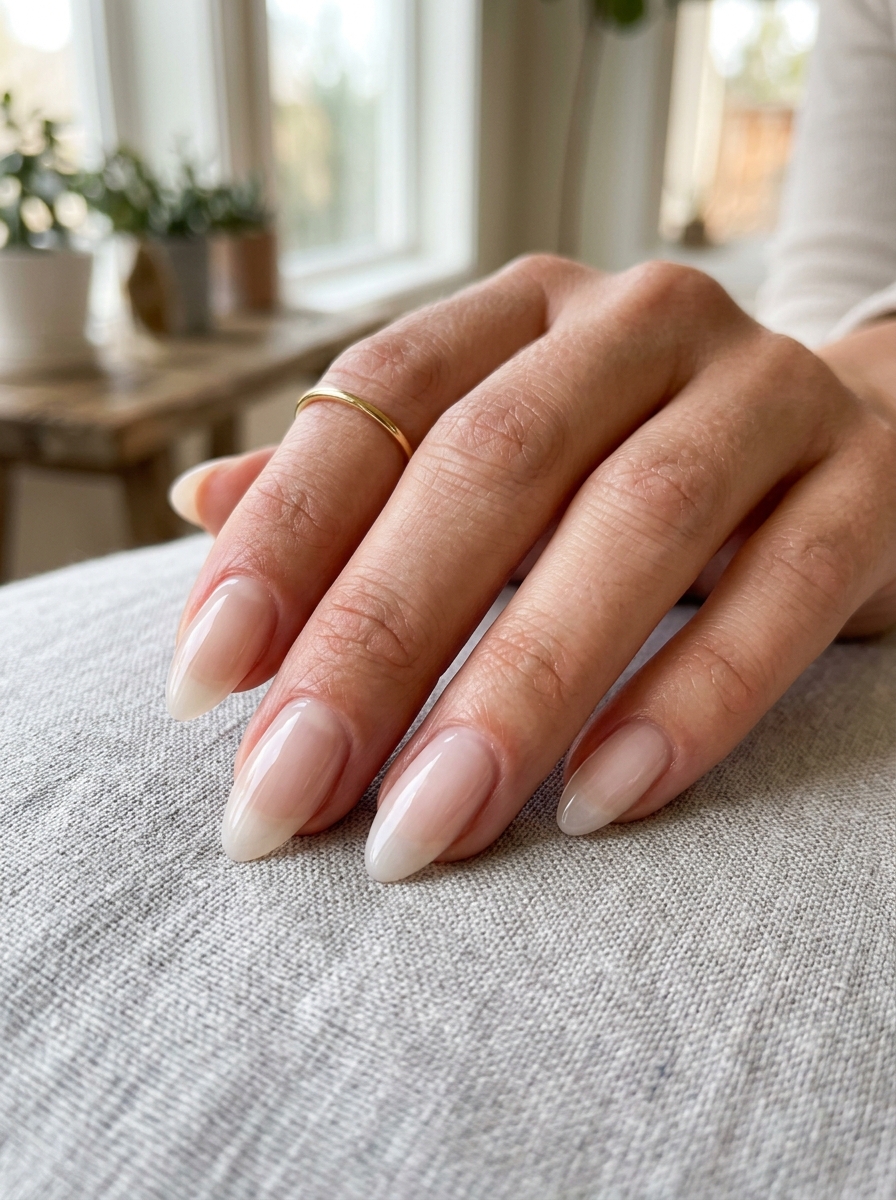 Sheer Coconut Jelly Glaze - milky white nails clean girl design