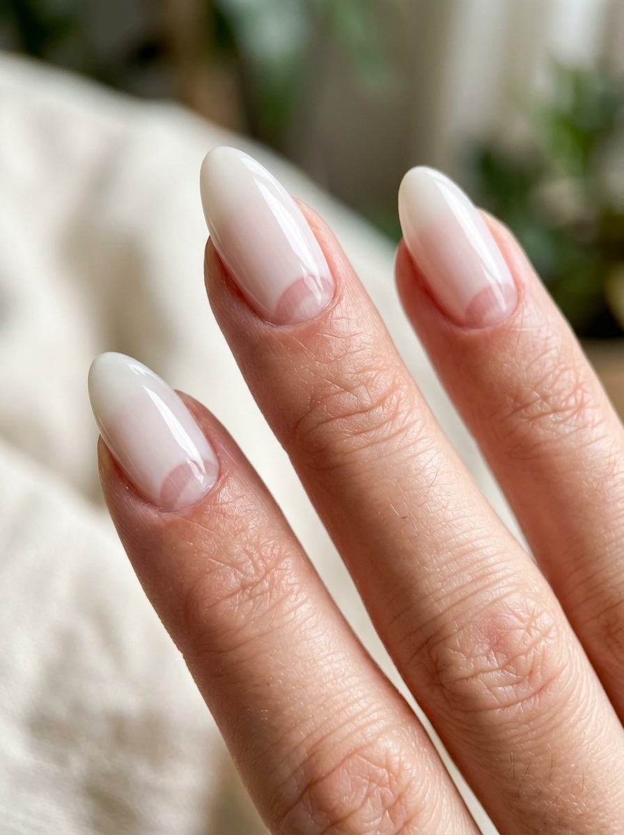 Bare Lunula Sheer Milk - milky white nails clean girl design
