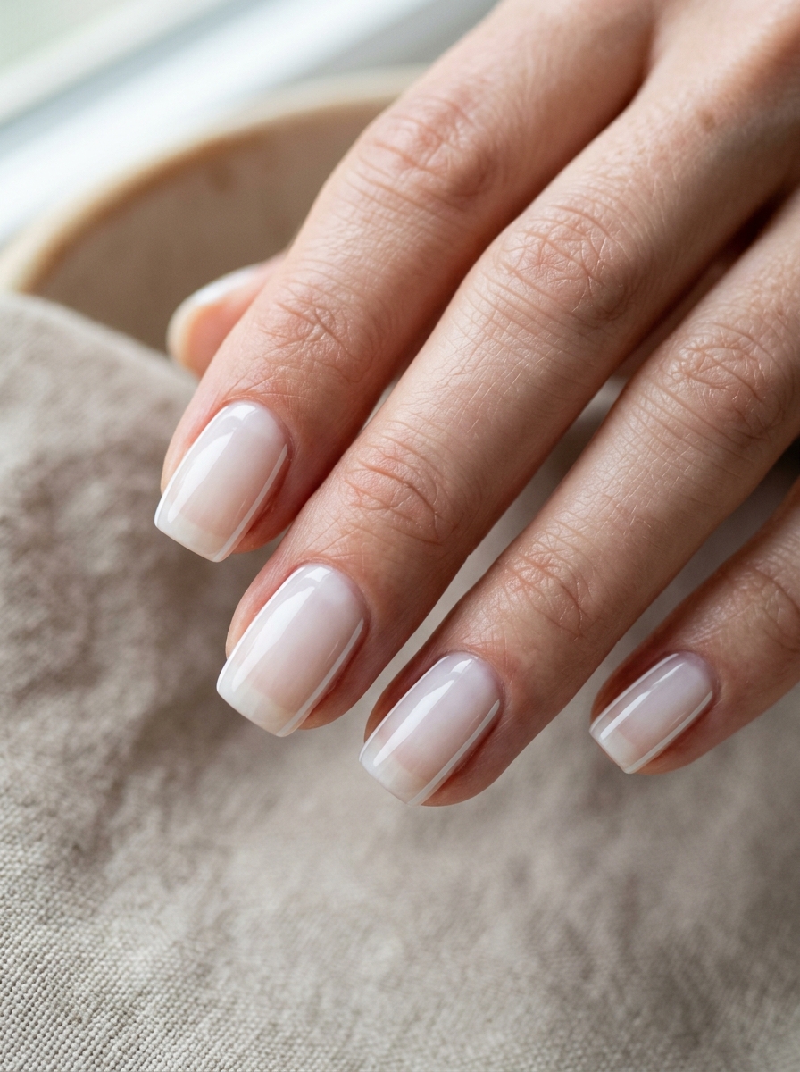 Slender Pinstripe White Linework - milky white nails clean girl design
