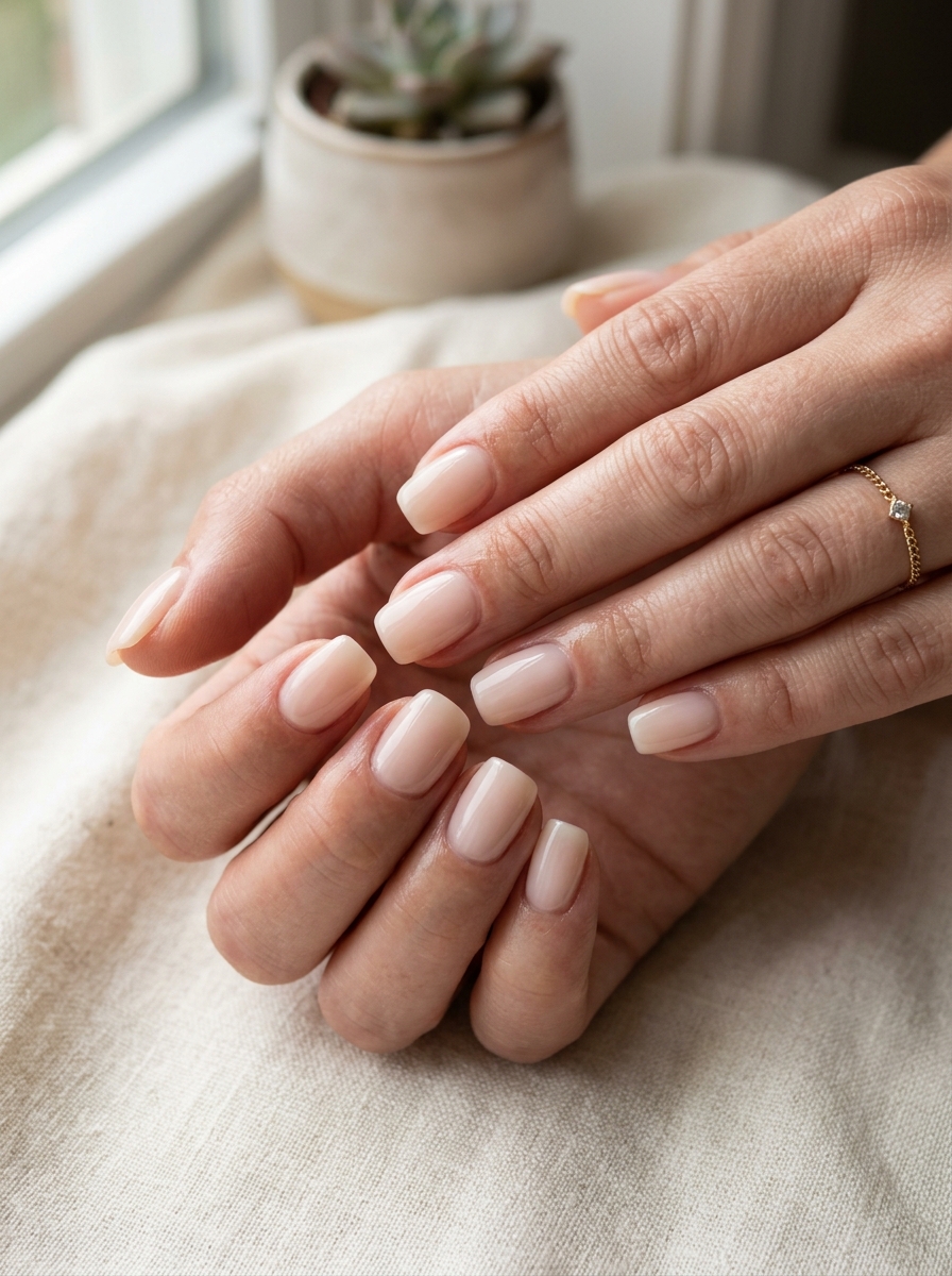 Minimalist Almond Milk Squoval - milky white nails clean girl design
