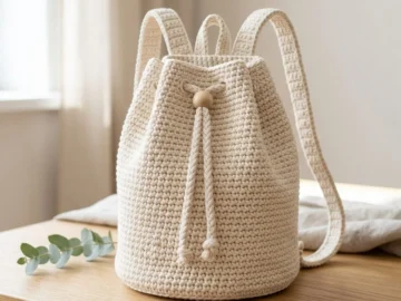 minimalist crochet drawstring backpack pattern