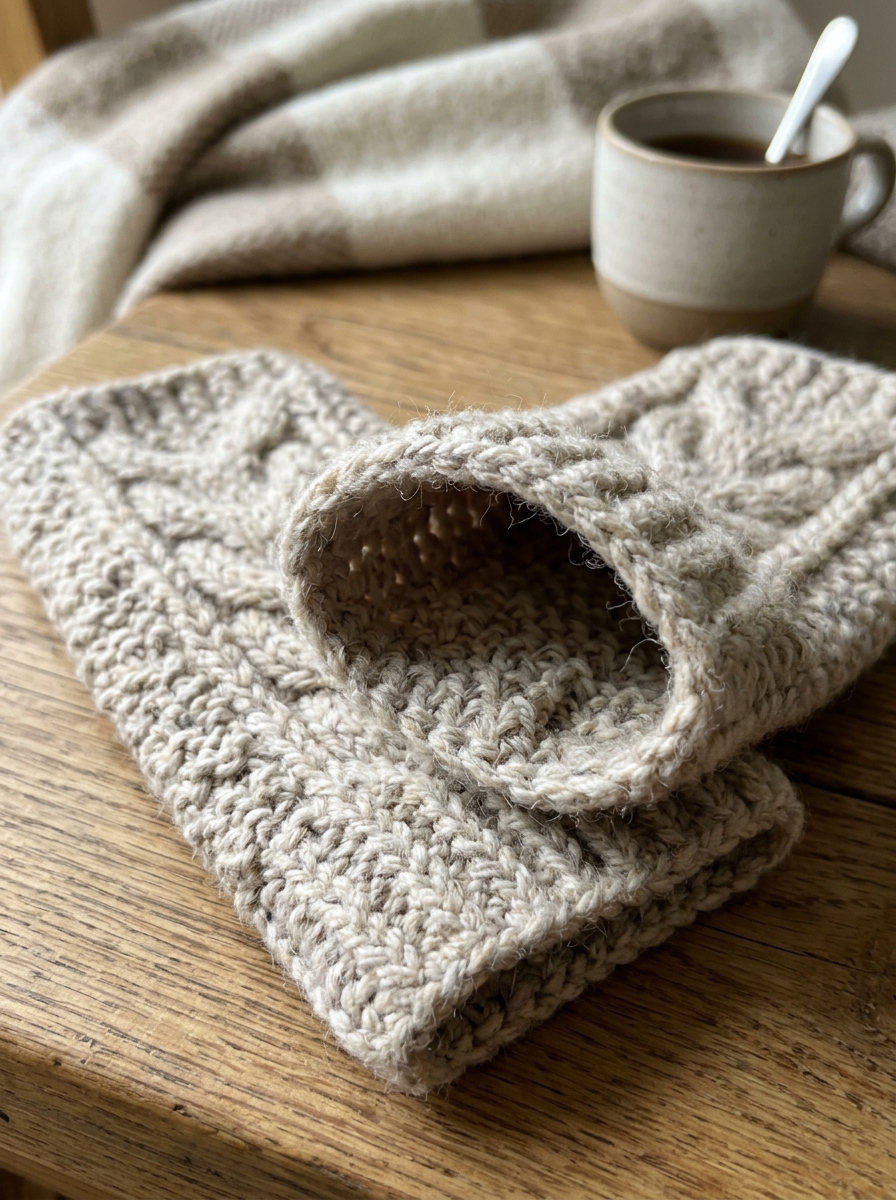 Detail closeup of thumb gusset and ribbed crochet texture