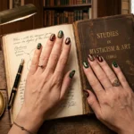 moody dark academia nails autumn