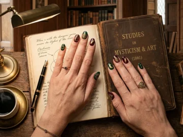 moody dark academia nails autumn